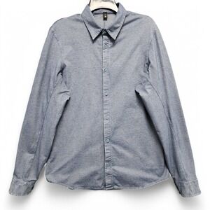 Lululemon Commission‎ Shirt Mens Medium Blue Long Sleeve Button Up Active